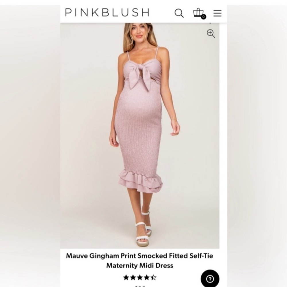 Pinkblush Mauve Gingham Maternity Midi Dress